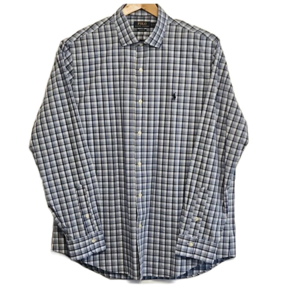 Polo Ralph Lauren Classic Fit Shirt XL Blue Plaid Button Down Long Sleeve Preppy